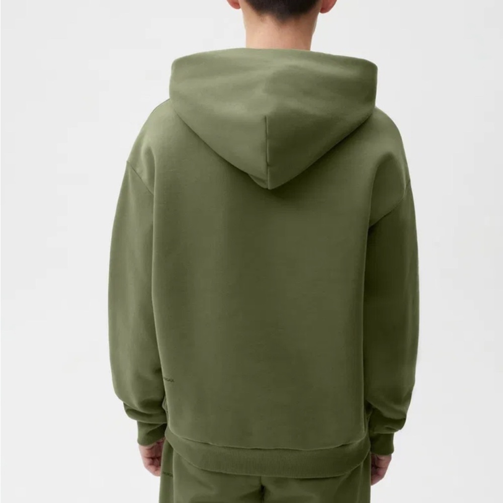 Pangaia Comfy 365 Mid Weight Cotton Hoodie in Green Olive - Picture 2 of 10
